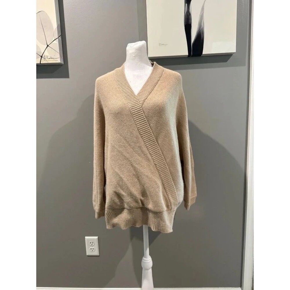 Fashion Nova Beige Open Back Surplice Cross Knit Sweater L